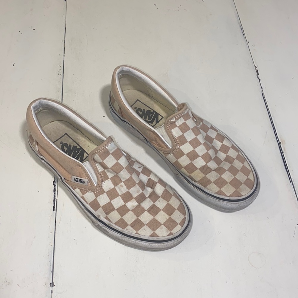 Vans Pink Checkered Slip On Sneakers